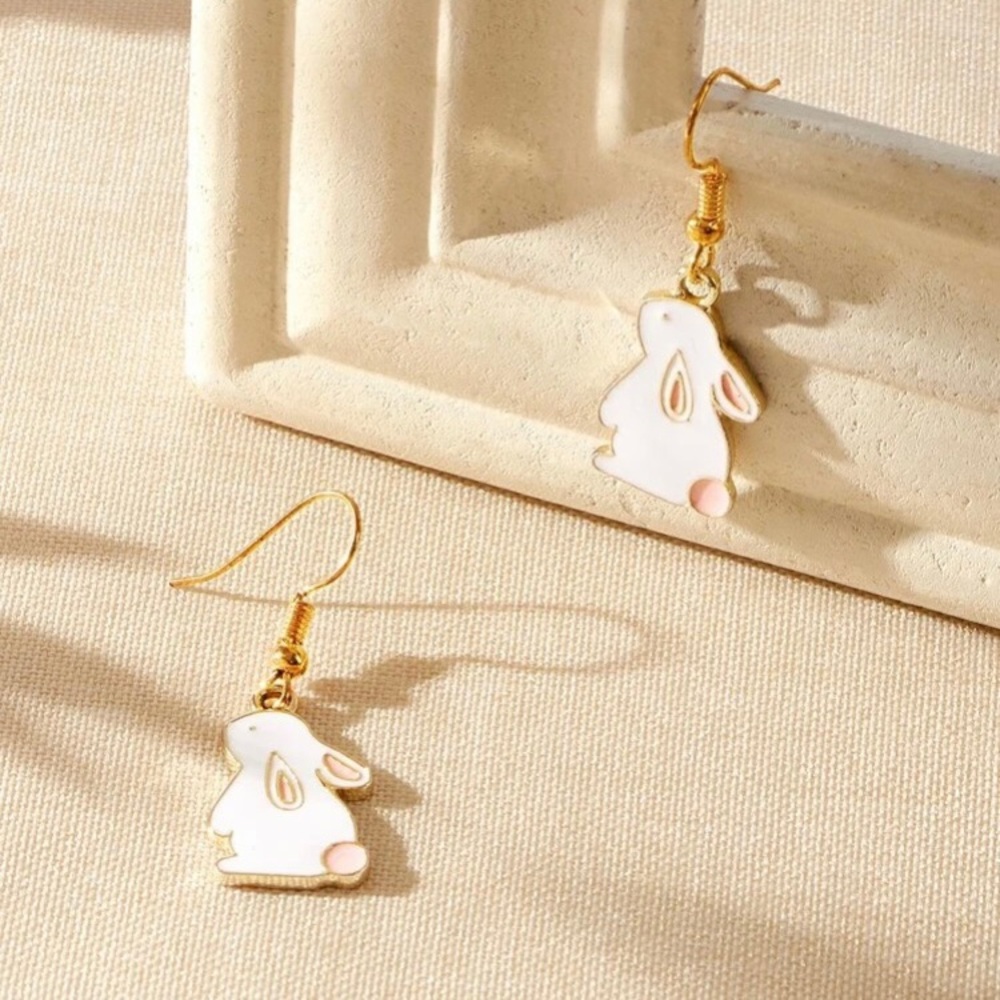 White Rabbit Drop Earrings - Picture 2 of 3